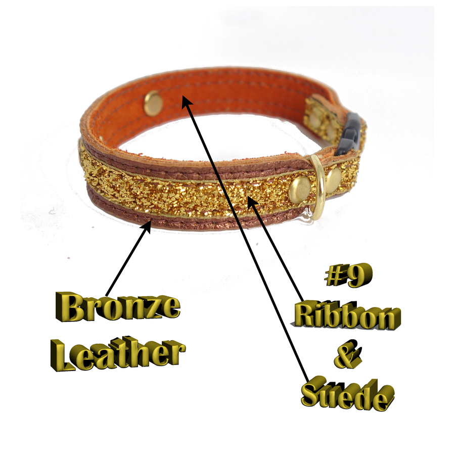 Leather Cat Collar Lined Suede Engraved Lightweight Plate Five Eights Width