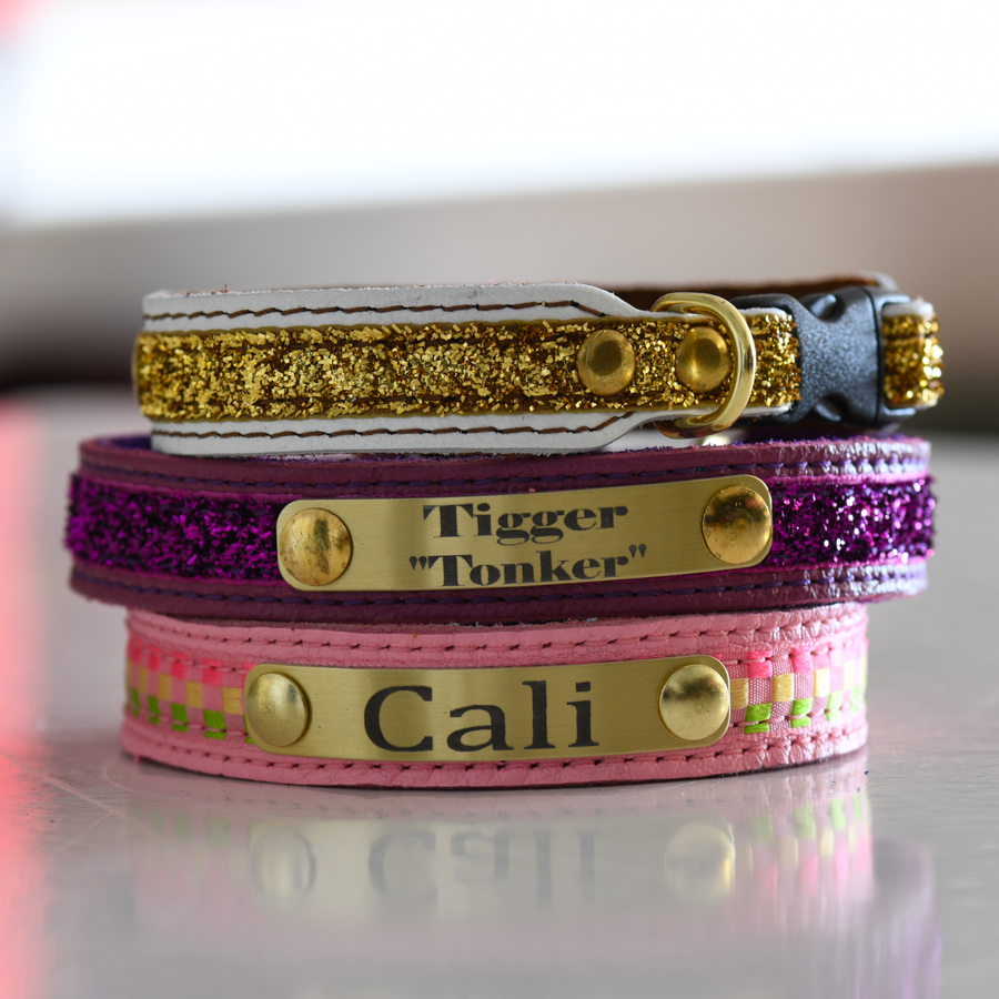 Cat Collar Leather Personalized Engraved Plate with the Leather Color for you